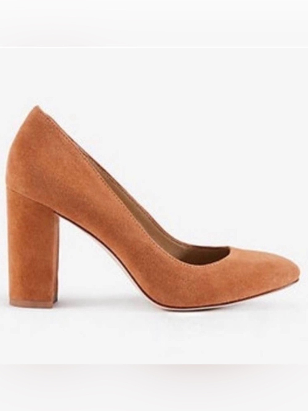 Ann Taylor Emeline Suede Block Heel Rust Brown Round Toe Pumps 8.5